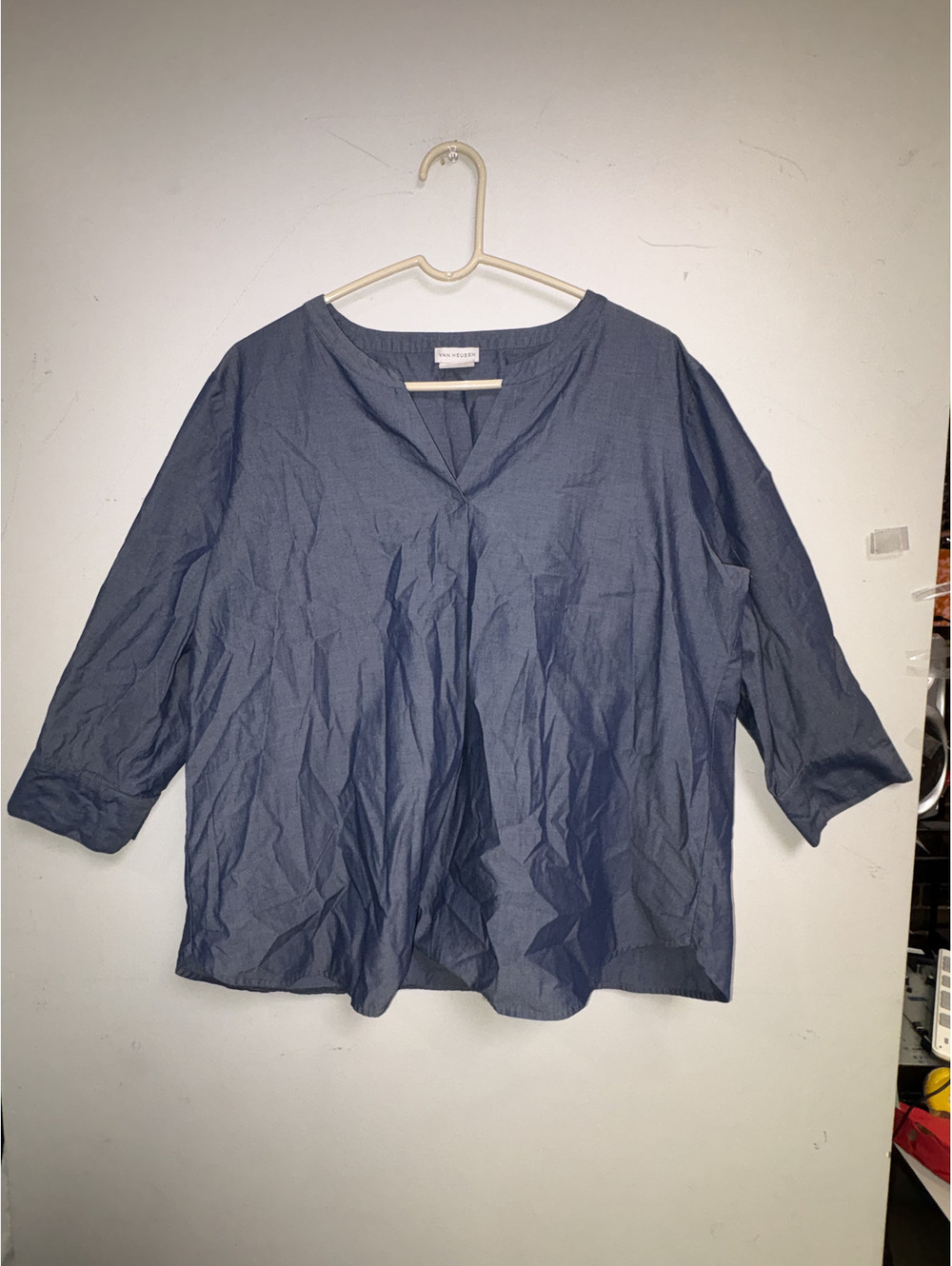Van Heusen Women's XL Blue Cotton-Polyester Blouse